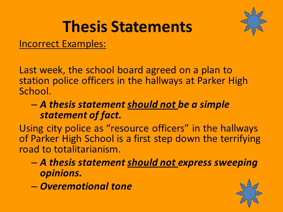 examples of good thesis statements high school